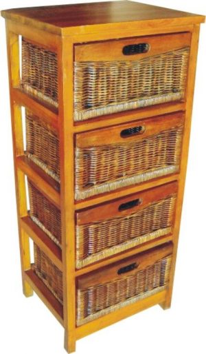 VI Brazil Solid Mango Wood Frame 4 Drawers Tall Cabinet American Heritage Finish