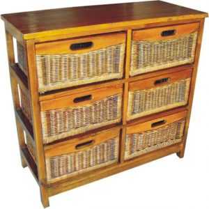 VI Brazil Solid Mango Wood Frame 6 Drawers Tall Cabinet American Heritage Finish