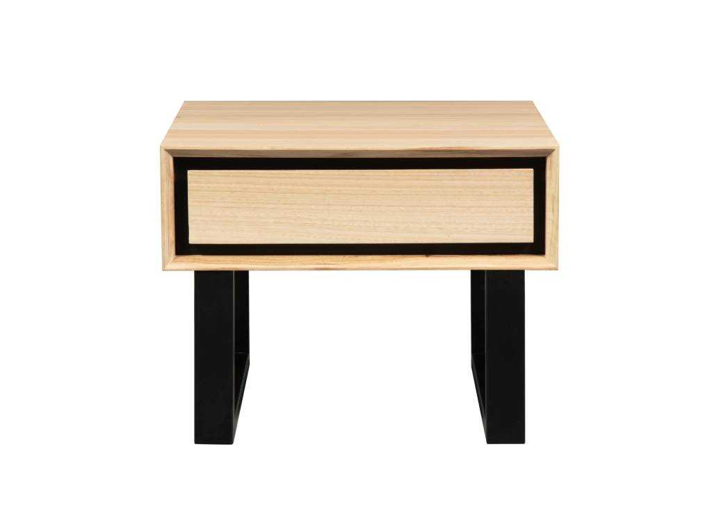 OHIO One Drawer Lamp Table in Messmate Timer and Metal Base