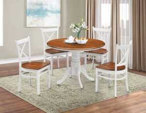 VI Hobart Pedestal Round Dining Table & 4 Chairs Set