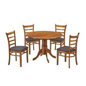 VI Mackay Solid Timber Round Dining Table with 4 Chairs Set