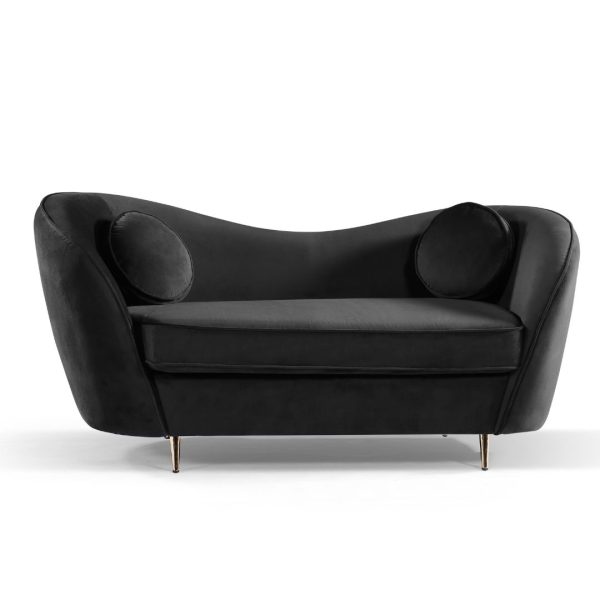 BT Claudia 2 Seater Upholstered in Velluto Luxe Black Velvet