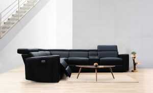 VI Volante Leather Corner Modular Lounge With Electric Recliners