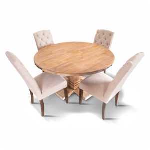 VI Utah Solid Timber Round Dining Table with Felice Chair Set