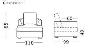 EL Ivy 1.5 Seater Fabric Sofa