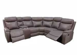 EL Paddington Corner Leather Lounge with 2 Recliners and Console